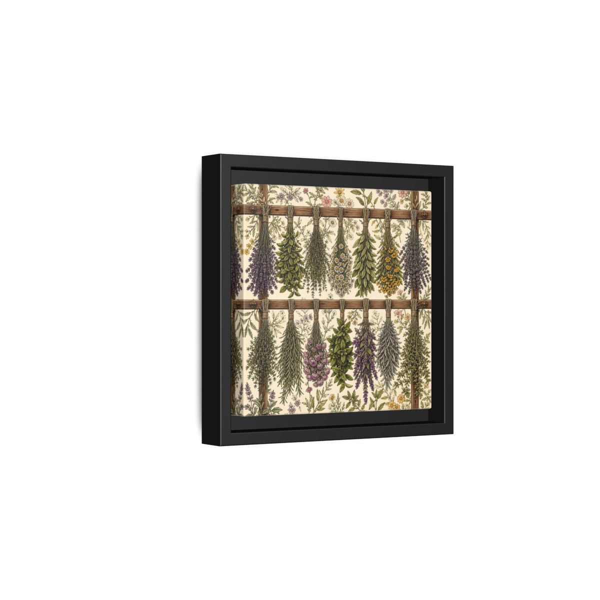 Side Mockup 3. Nature Herbal Bundles Vintage Botanical shown as stretched canvas wall art
