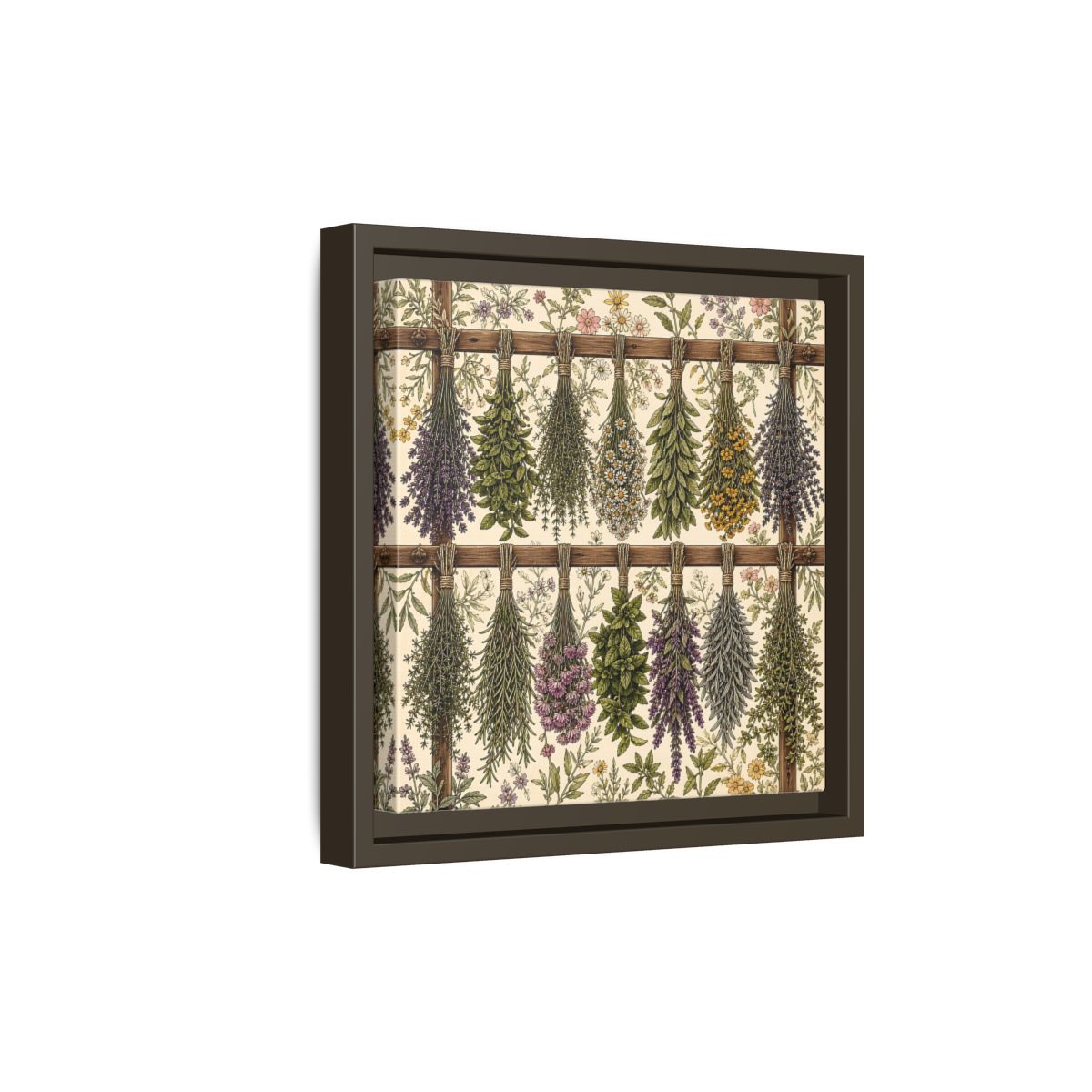 Side Mockup 20. Nature Herbal Bundles Vintage Botanical shown as stretched canvas wall art