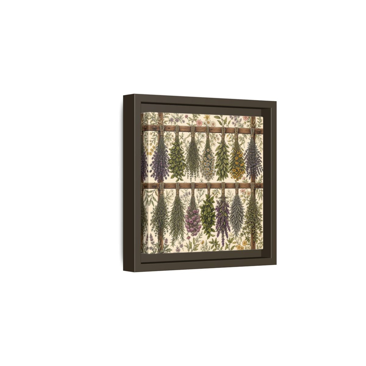 Side Mockup 2. Nature Herbal Bundles Vintage Botanical shown as stretched canvas wall art