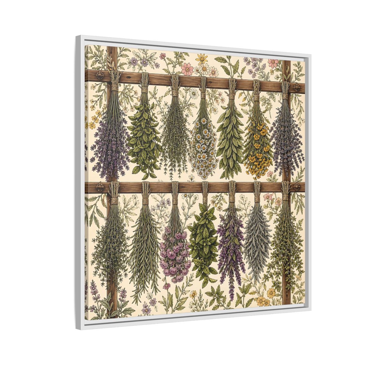 Side Mockup 7. Nature Herbal Bundles Vintage Botanical shown as stretched canvas wall art