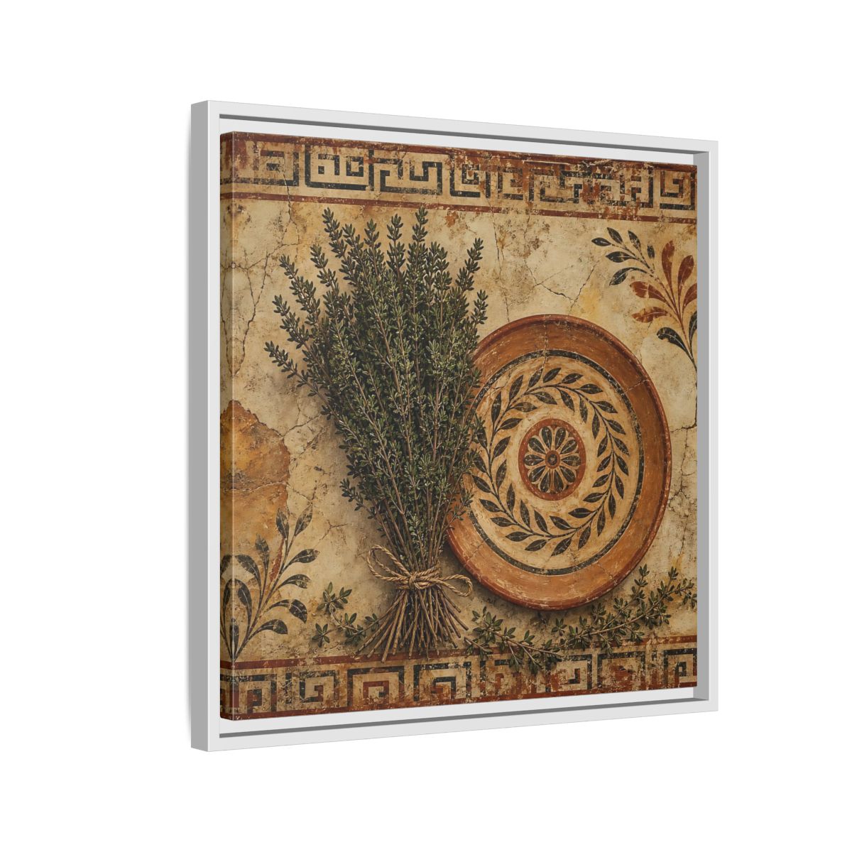 Side Mockup 10. Nature Herbs Rustic Herbs shown as stretched canvas wall art