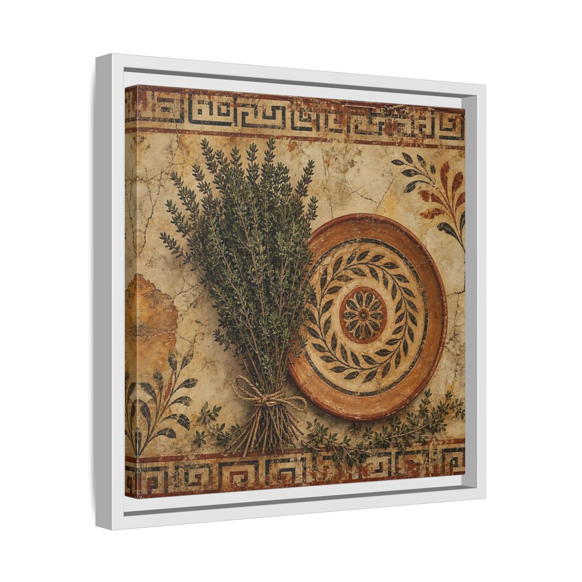 Side Mockup 28. Nature Herbs Rustic Herbs shown as stretched canvas wall art
