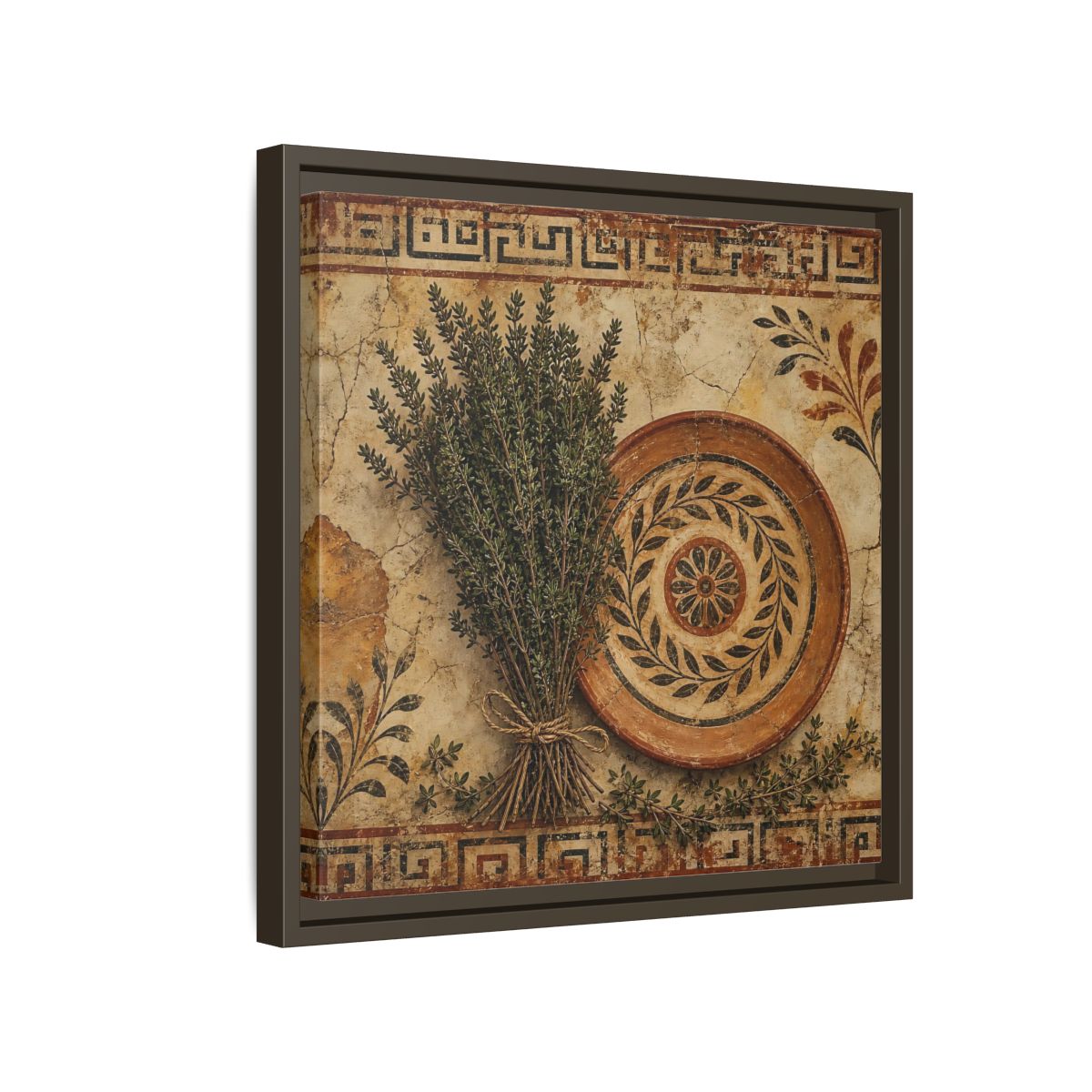 Side Mockup 14. Nature Herbs Rustic Herbs shown as stretched canvas wall art