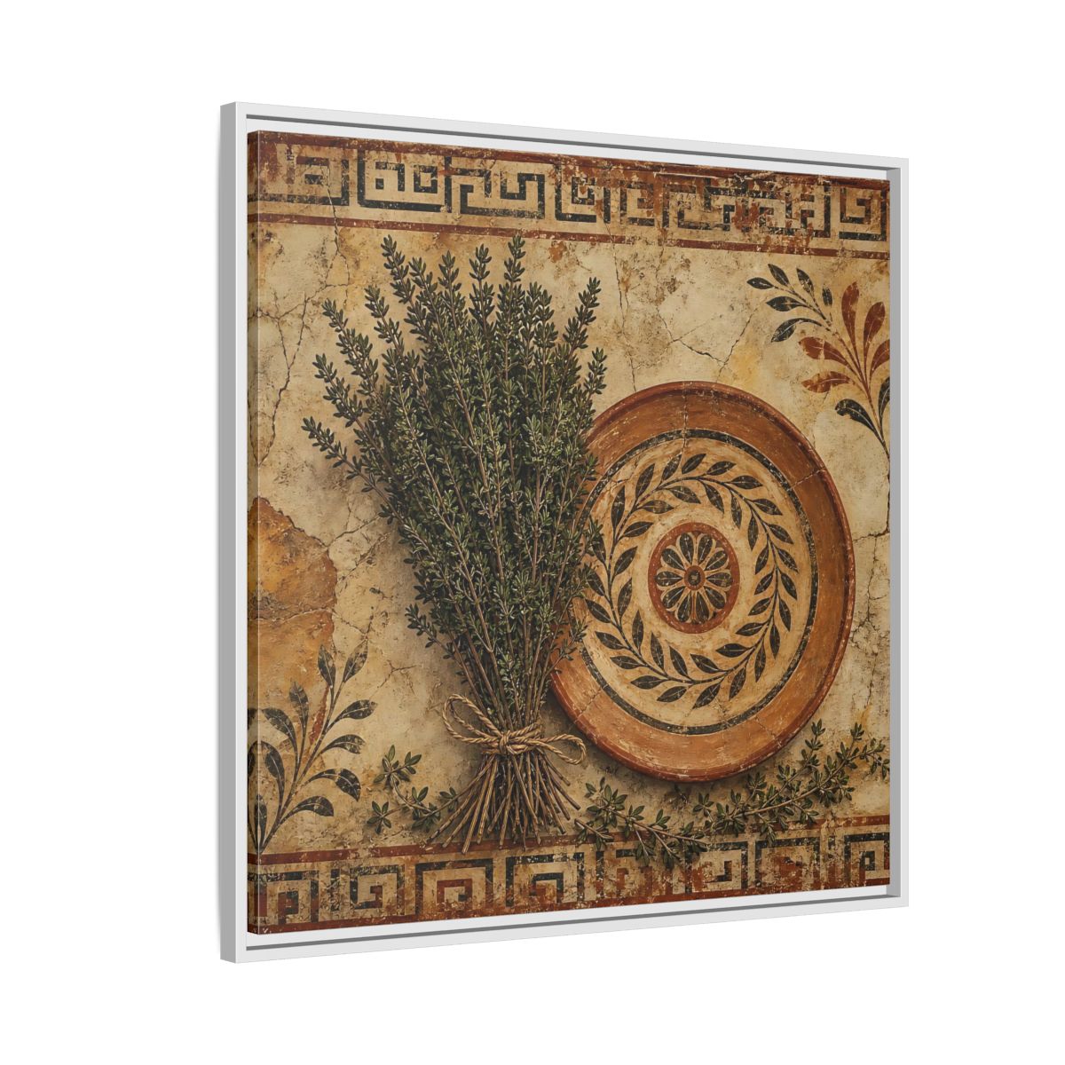 Side Mockup 7. Nature Herbs Rustic Herbs shown as stretched canvas wall art