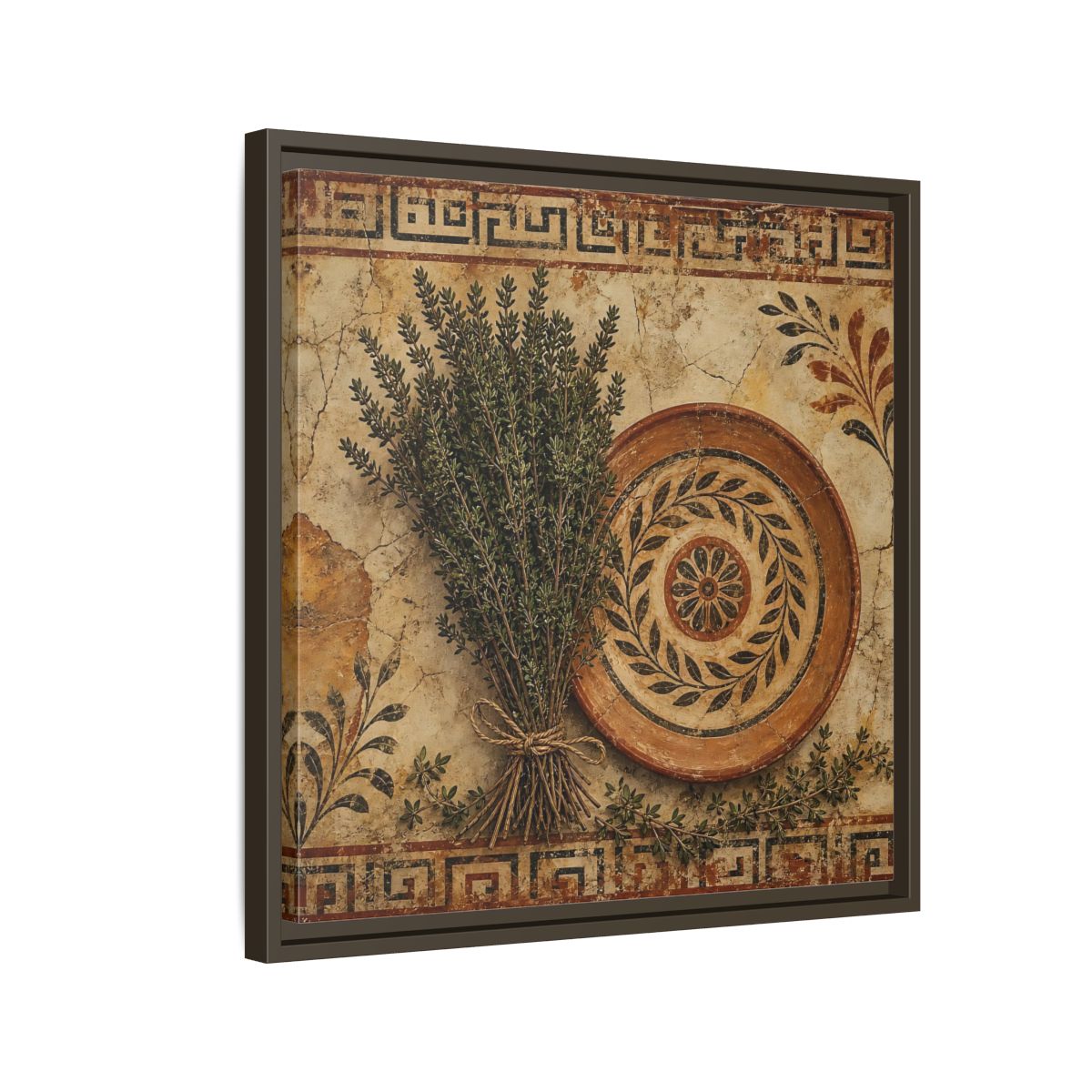 Side Mockup 11. Nature Herbs Rustic Herbs shown as stretched canvas wall art