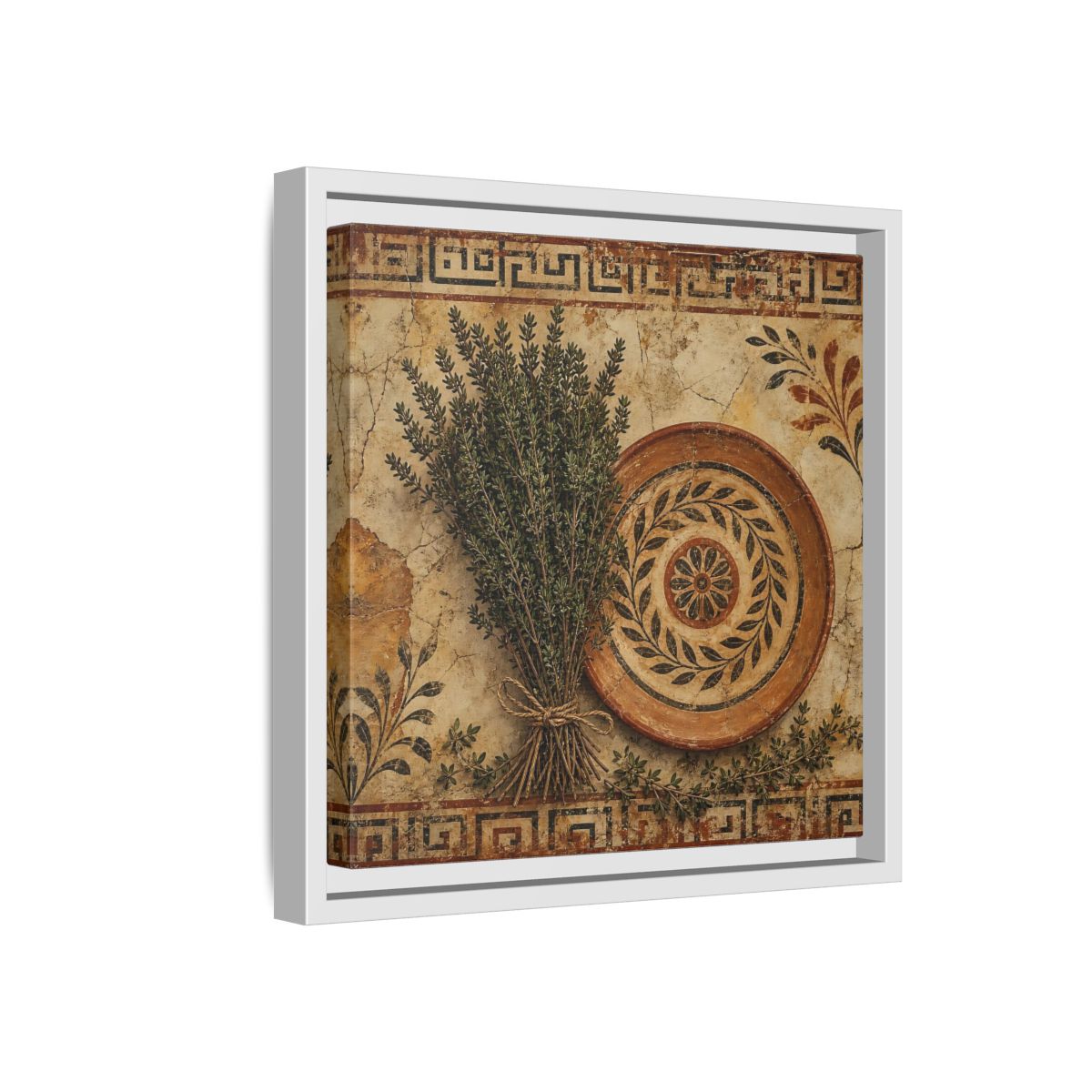 Side Mockup 16. Nature Herbs Rustic Herbs shown as stretched canvas wall art