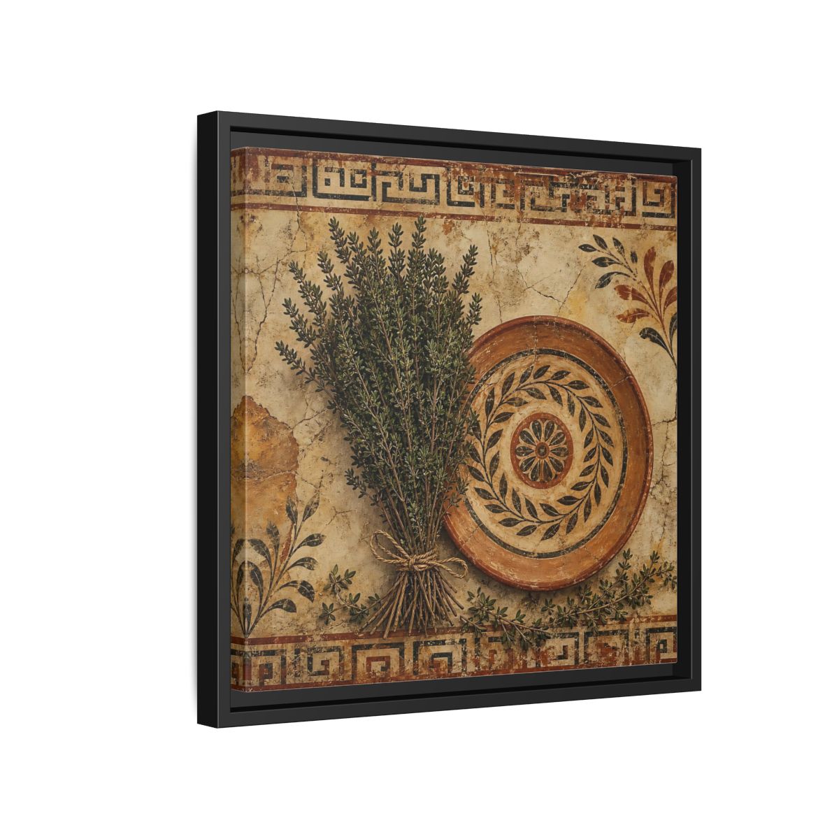 Side Mockup 15. Nature Herbs Rustic Herbs shown as stretched canvas wall art
