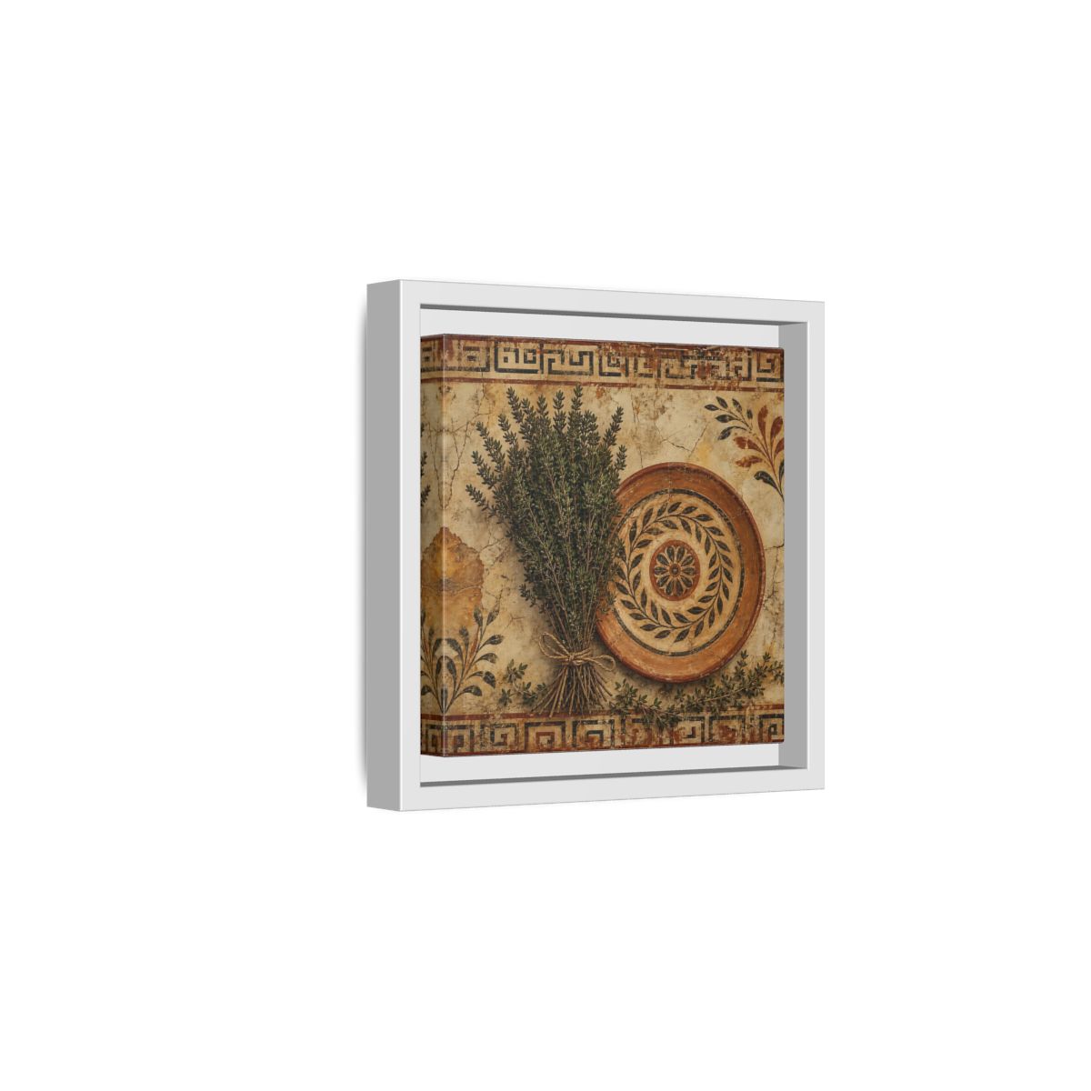 Side Mockup 1. Nature Herbs Rustic Herbs shown as stretched canvas wall art