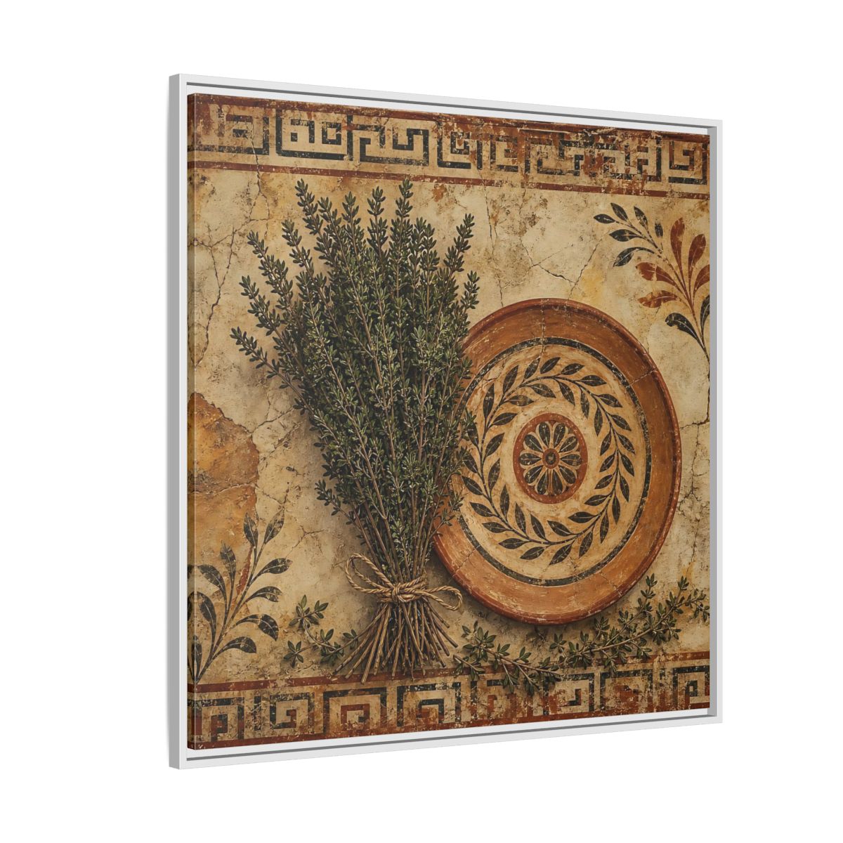 Side Mockup 4. Nature Herbs Rustic Herbs shown as stretched canvas wall art