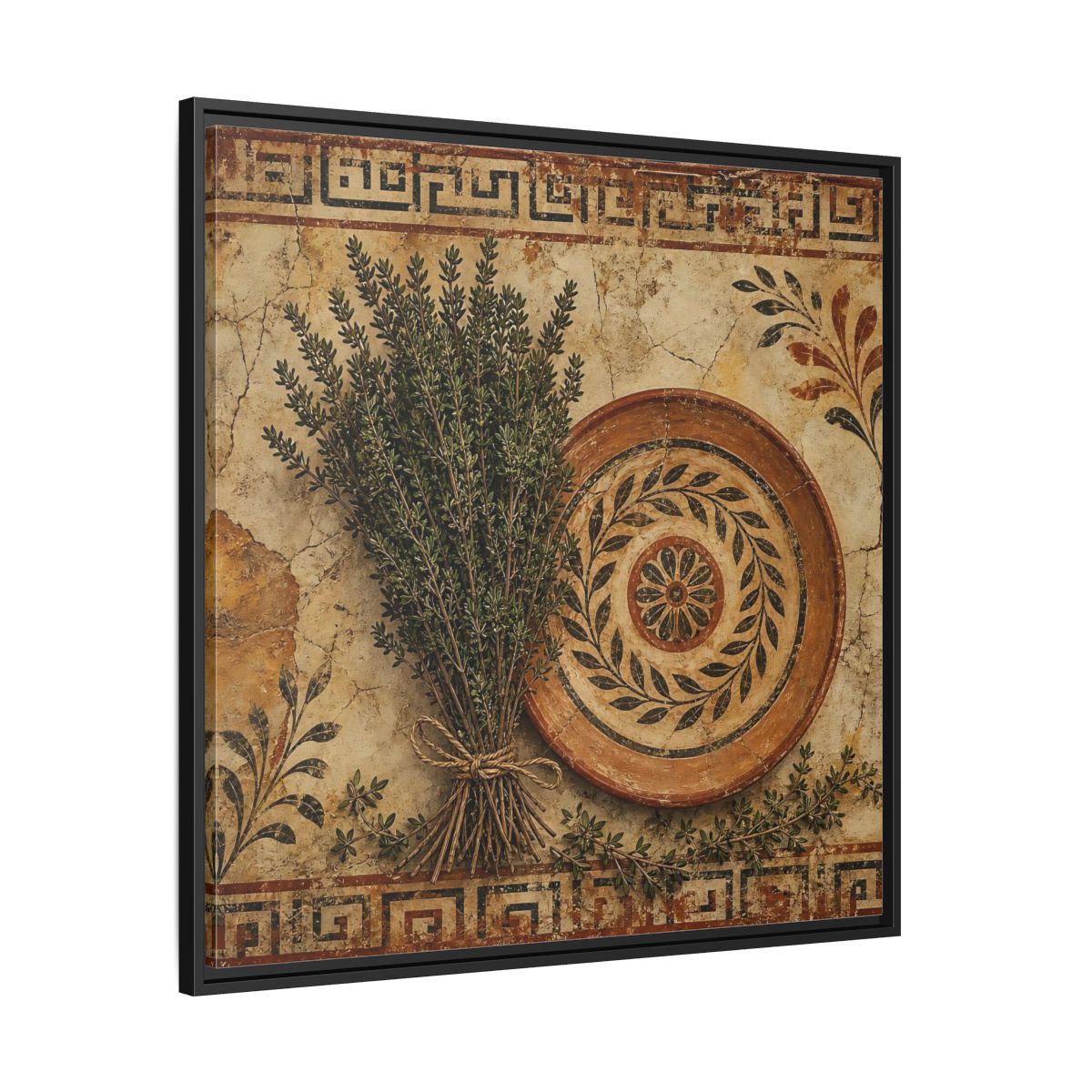 Side Mockup 30. Nature Herbs Rustic Herbs shown as stretched canvas wall art