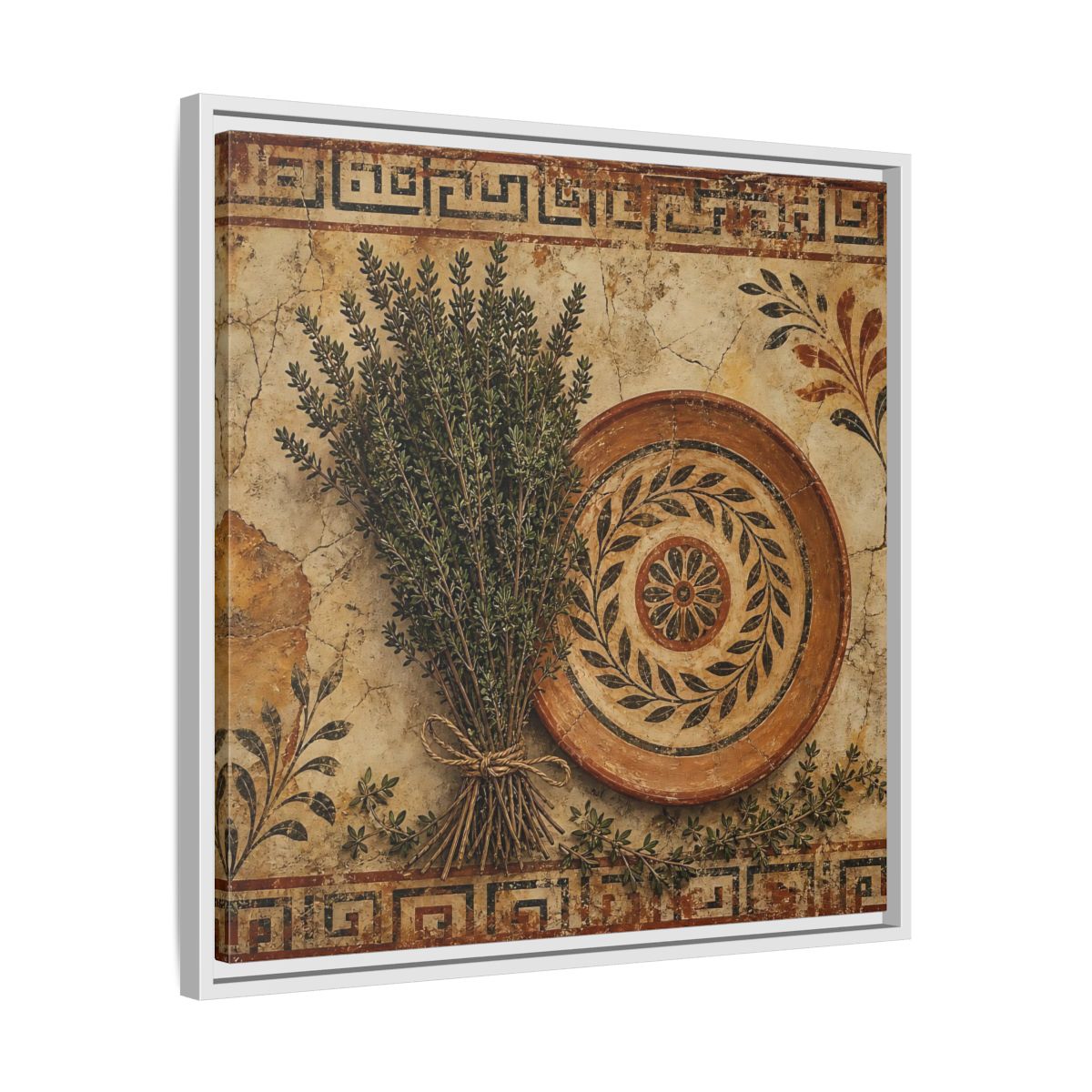 Side Mockup 26. Nature Herbs Rustic Herbs shown as stretched canvas wall art