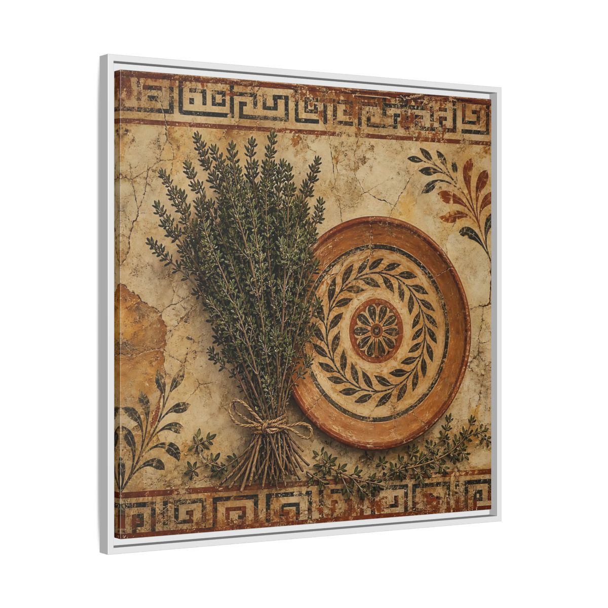 Side Mockup 25. Nature Herbs Rustic Herbs shown as stretched canvas wall art