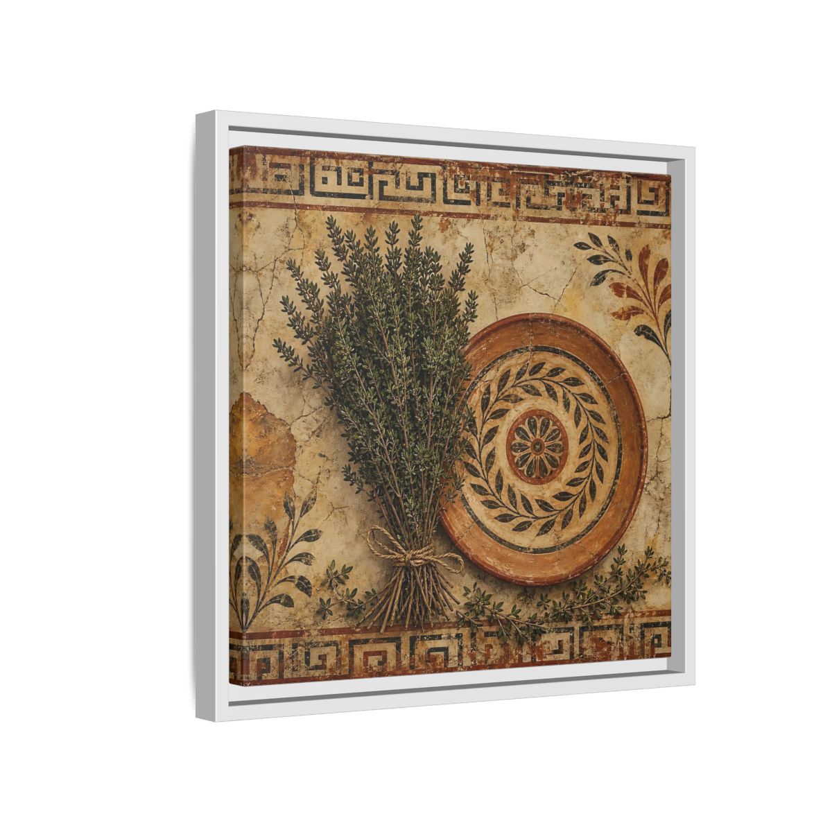 Side Mockup 13. Nature Herbs Rustic Herbs shown as stretched canvas wall art
