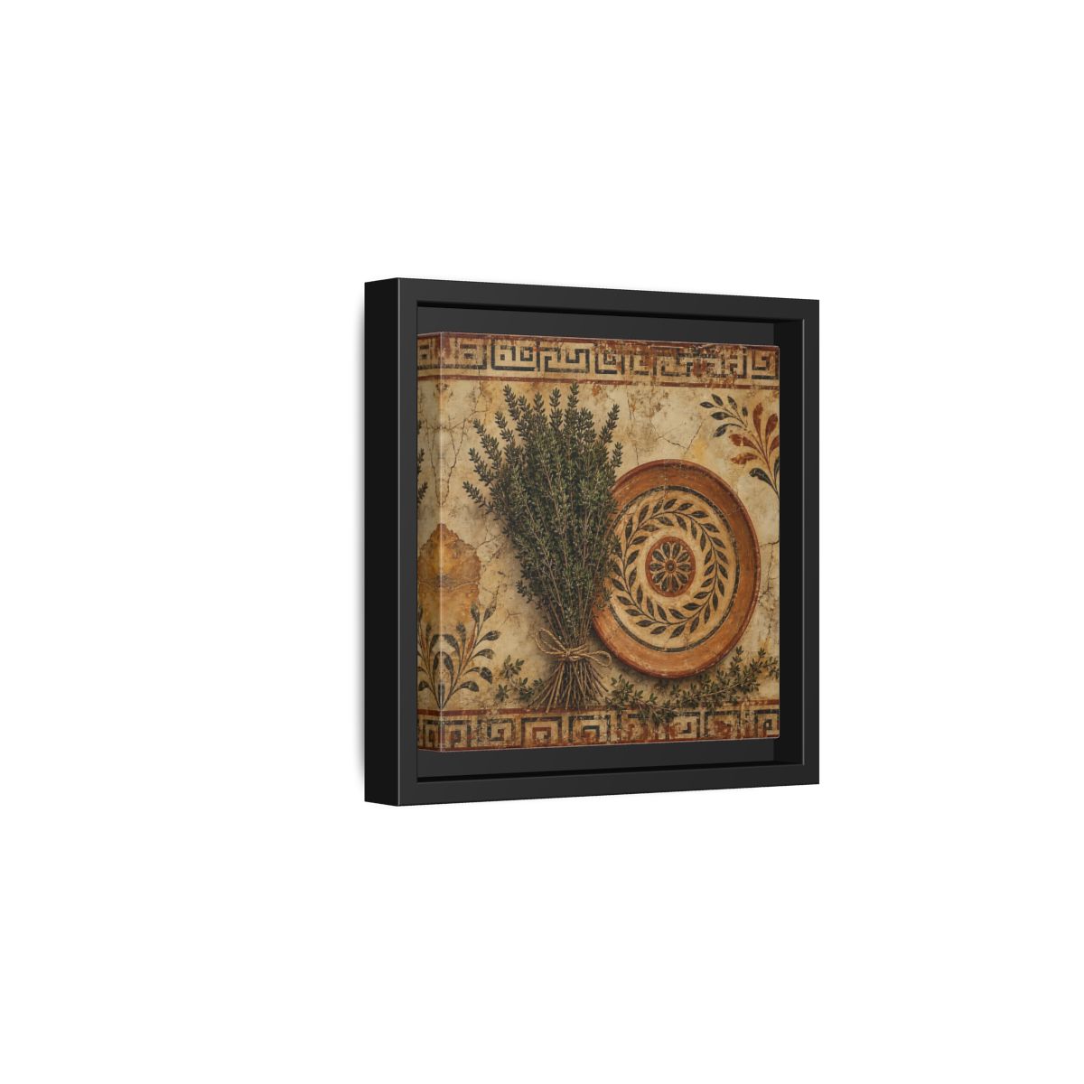 Side Mockup 3. Nature Herbs Rustic Herbs shown as stretched canvas wall art