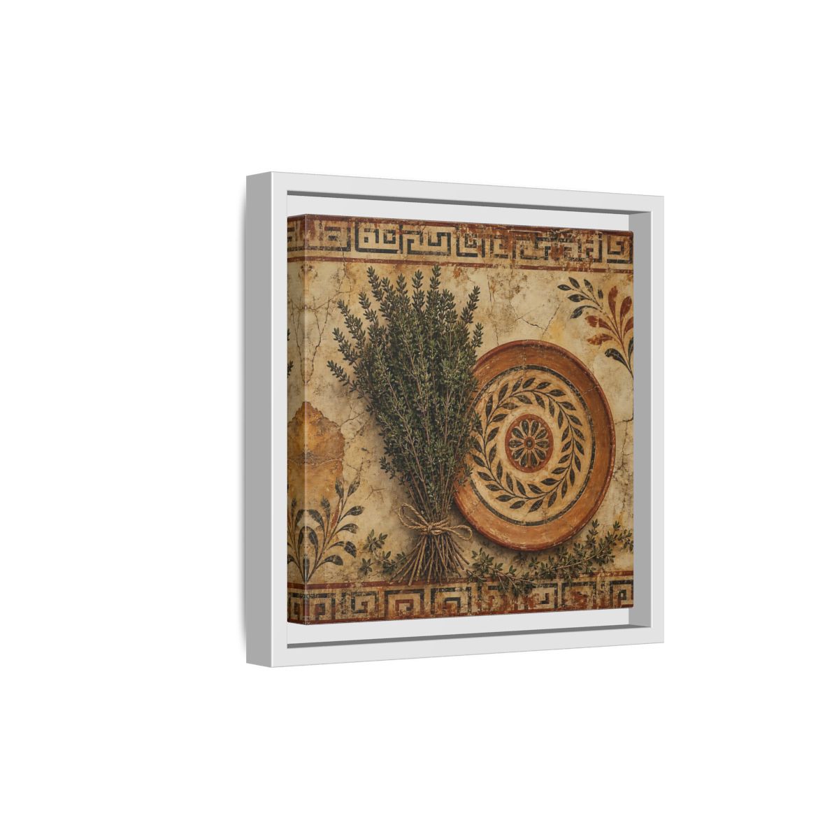 Side Mockup 19. Nature Herbs Rustic Herbs shown as stretched canvas wall art
