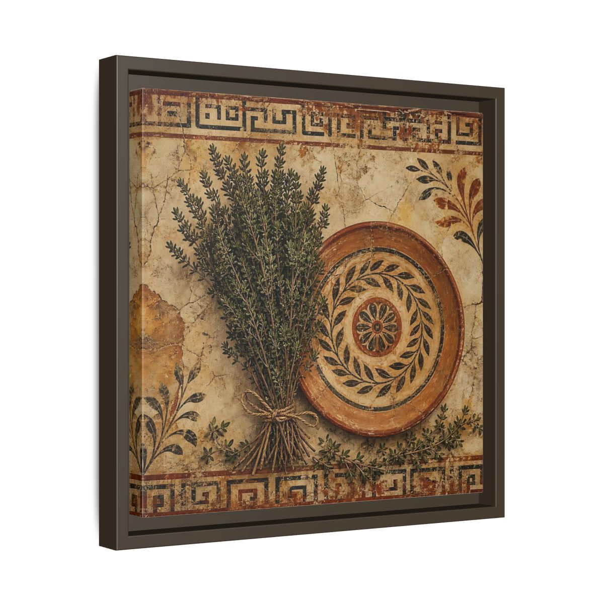 Side Mockup 29. Nature Herbs Rustic Herbs shown as stretched canvas wall art