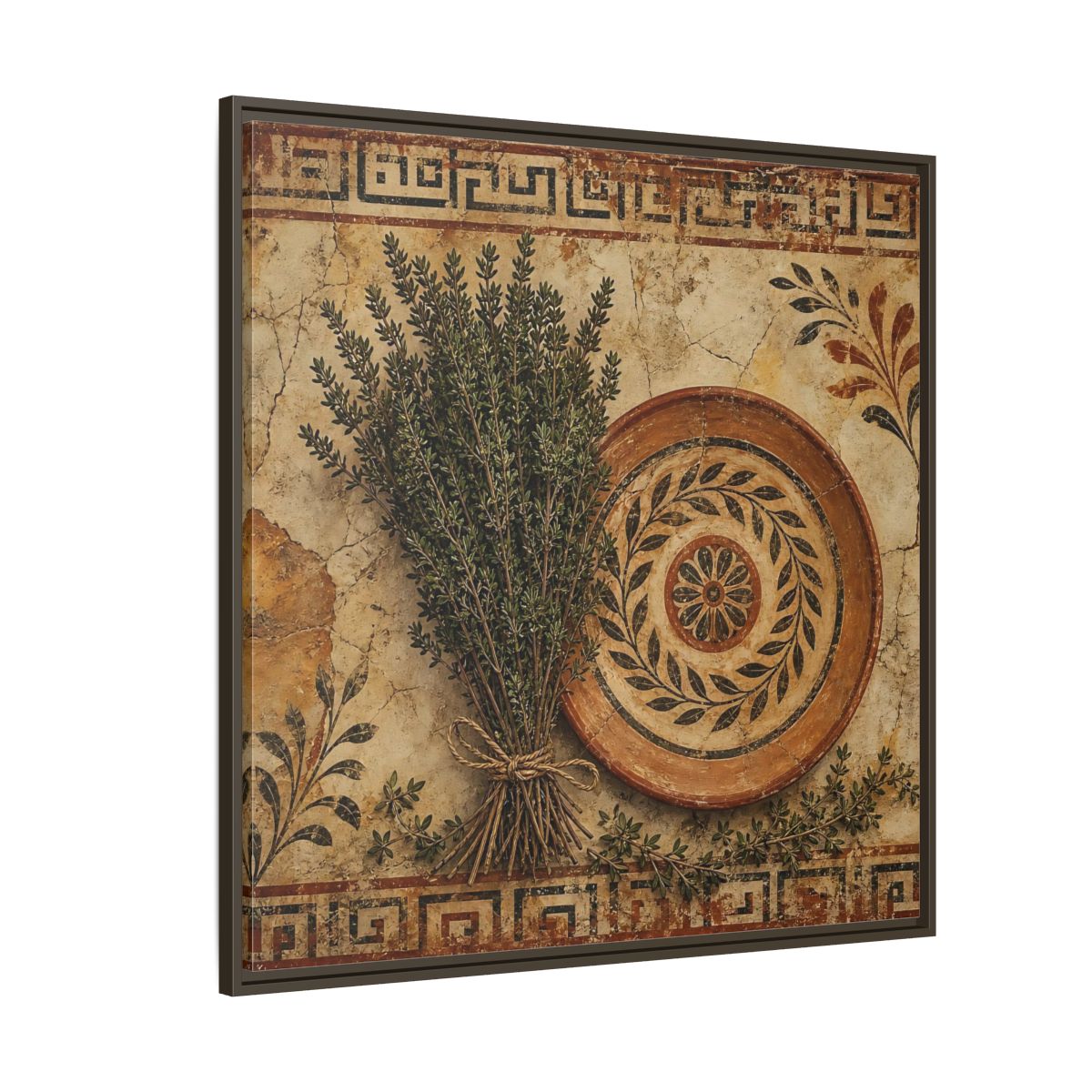 Side Mockup 5. Nature Herbs Rustic Herbs shown as stretched canvas wall art