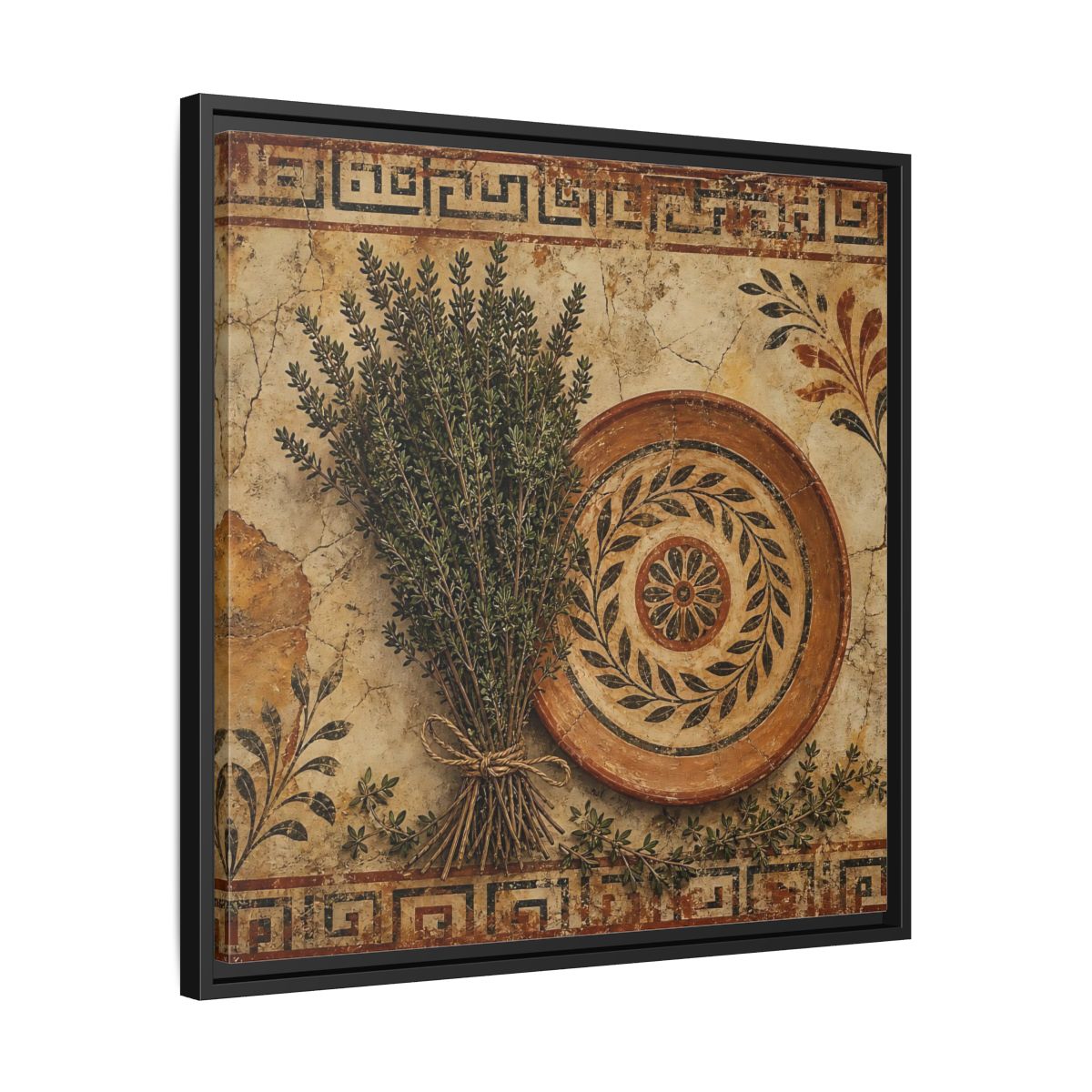 Side Mockup 31. Nature Herbs Rustic Herbs shown as stretched canvas wall art