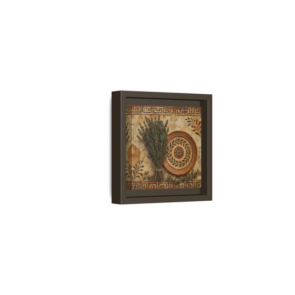 Side Mockup 23. Nature Herbs Rustic Herbs shown as stretched canvas wall art