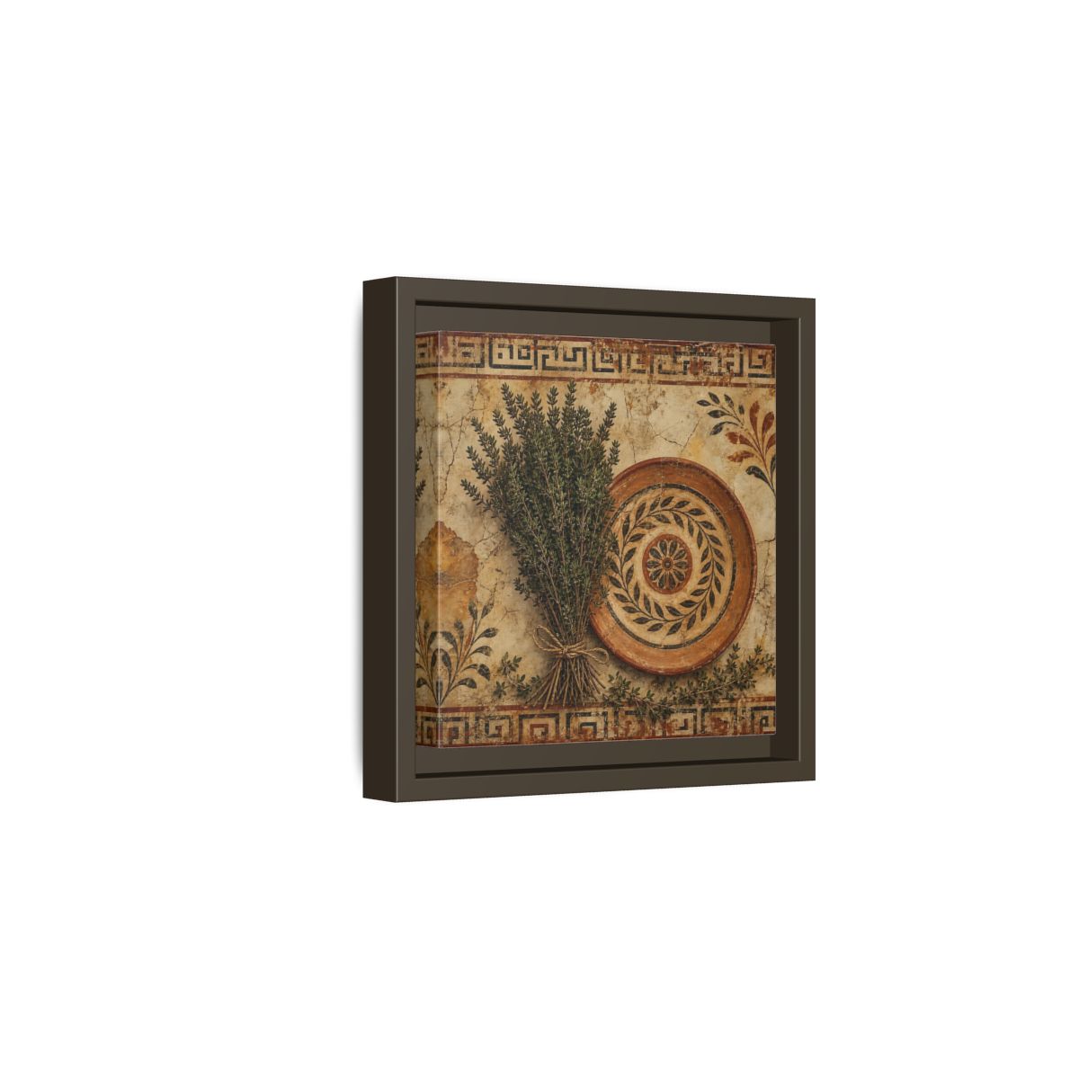 Side Mockup 2. Nature Herbs Rustic Herbs shown as stretched canvas wall art
