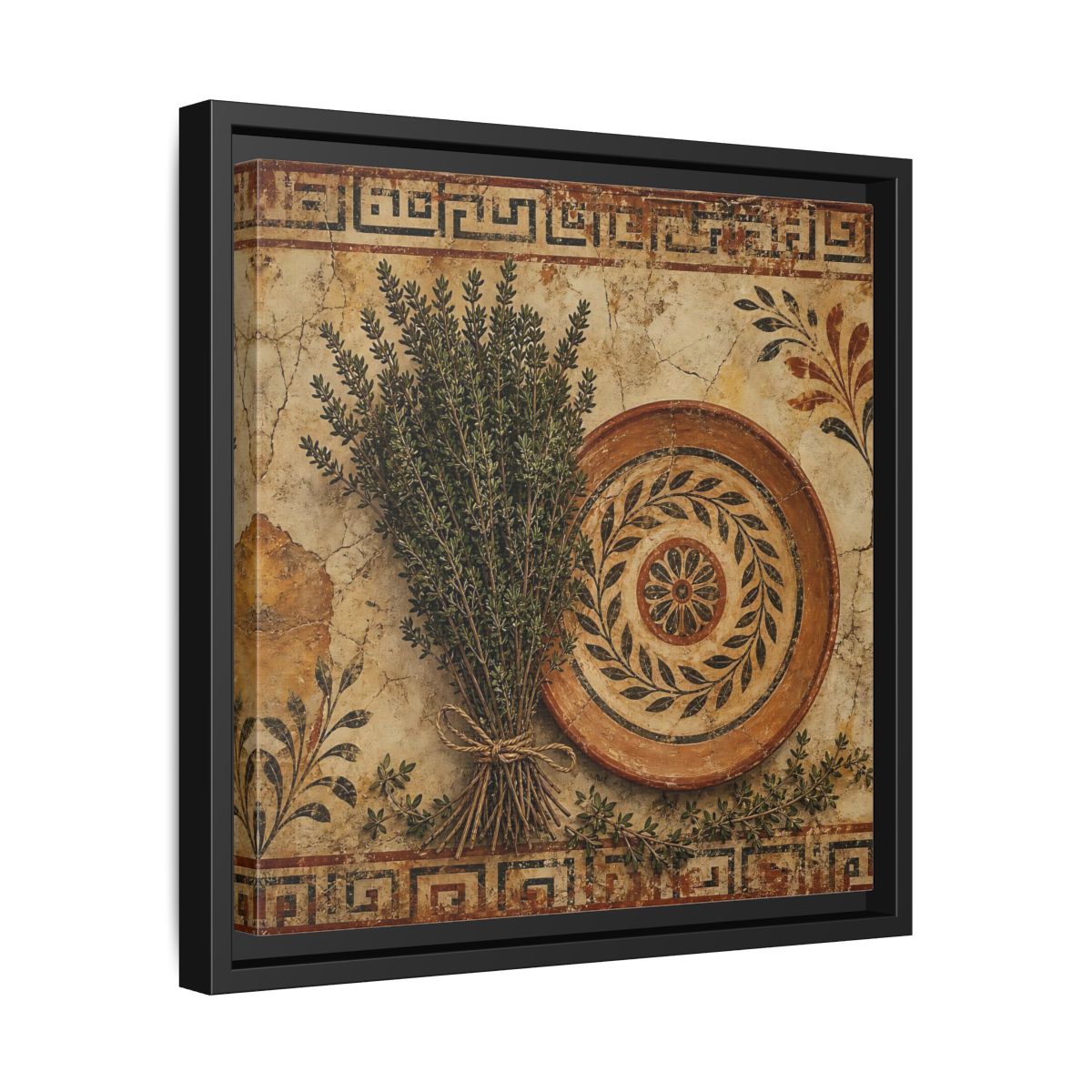 Side Mockup 32. Nature Herbs Rustic Herbs shown as stretched canvas wall art