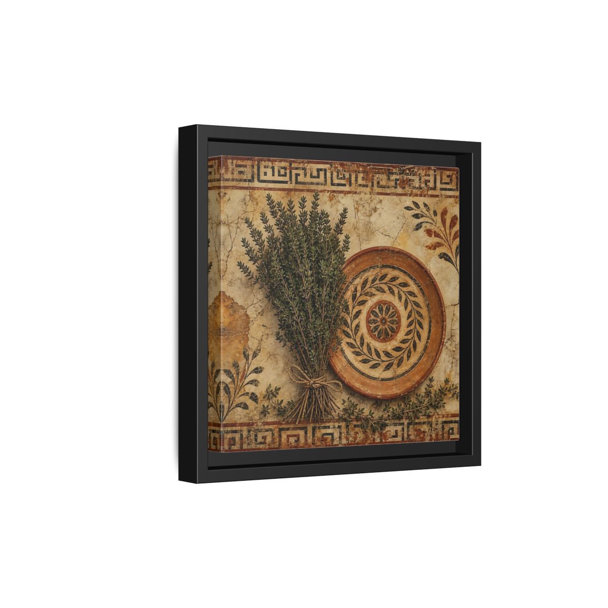 Side Mockup 21. Nature Herbs Rustic Herbs shown as stretched canvas wall art