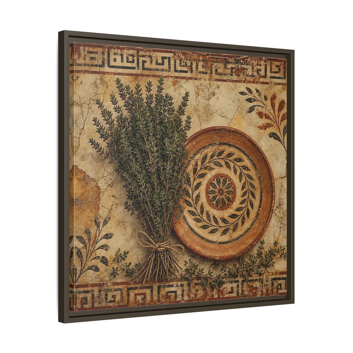 Side Mockup 27. Nature Herbs Rustic Herbs shown as stretched canvas wall art
