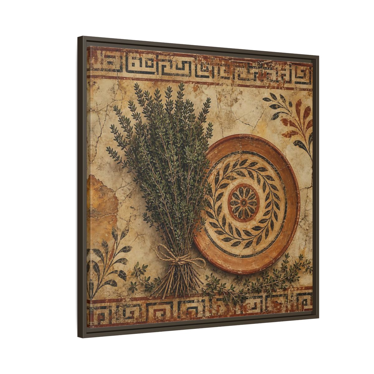 Side Mockup 8. Nature Herbs Rustic Herbs shown as stretched canvas wall art