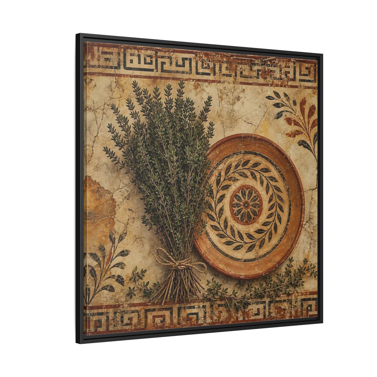 Side Mockup 6. Nature Herbs Rustic Herbs shown as stretched canvas wall art