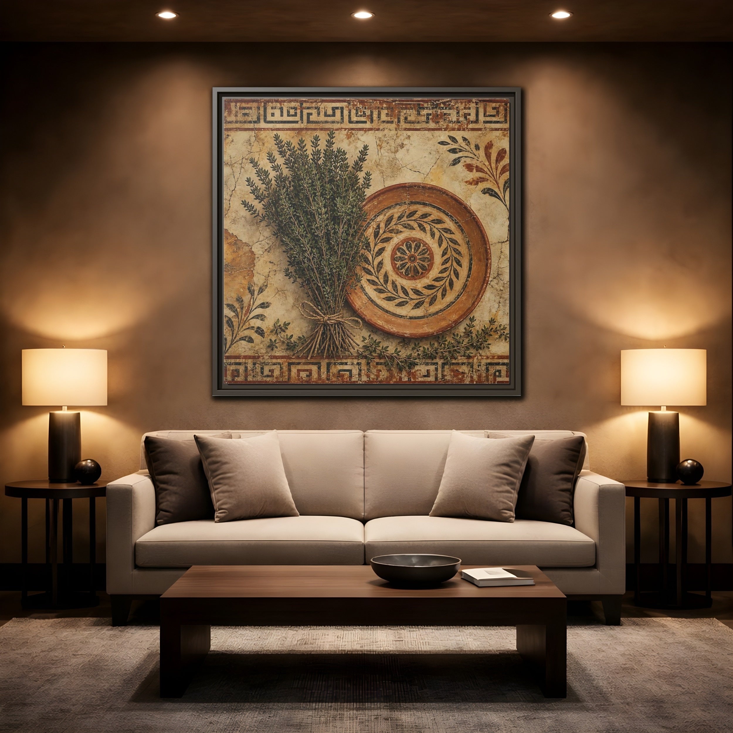 Mockup 2. Nature Herbs Rustic Herbs shown as stretched canvas wall art