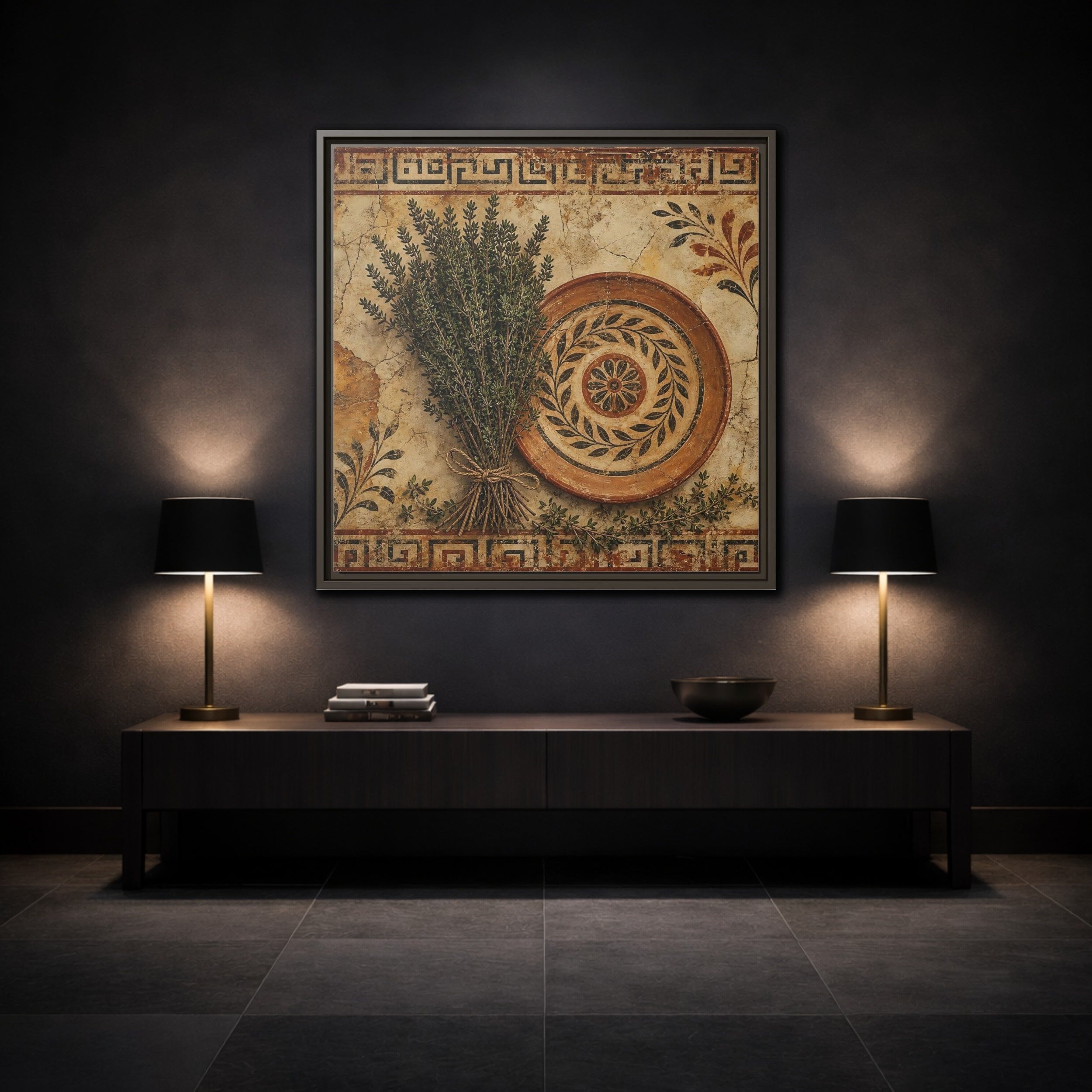 Mockup 3. Nature Herbs Rustic Herbs shown as stretched canvas wall art