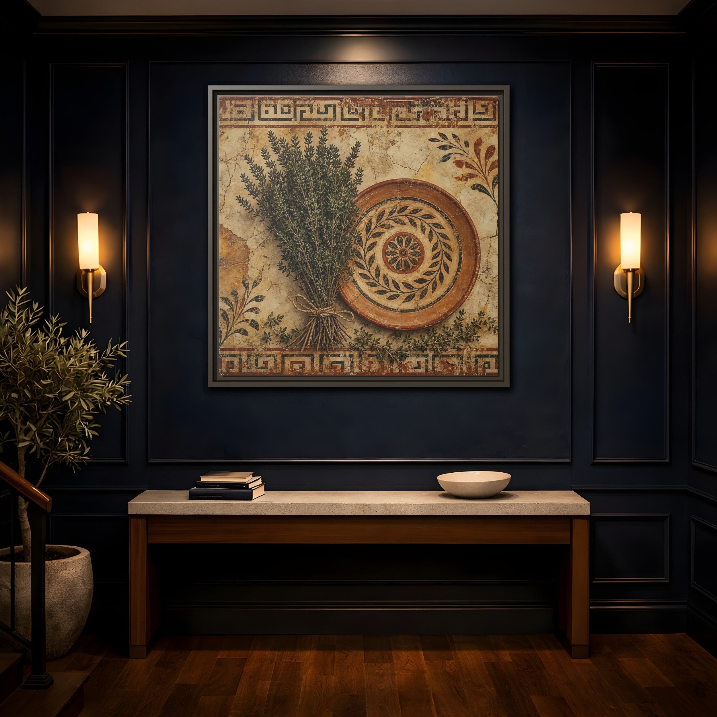 Mockup 4. Nature Herbs Rustic Herbs shown as stretched canvas wall art