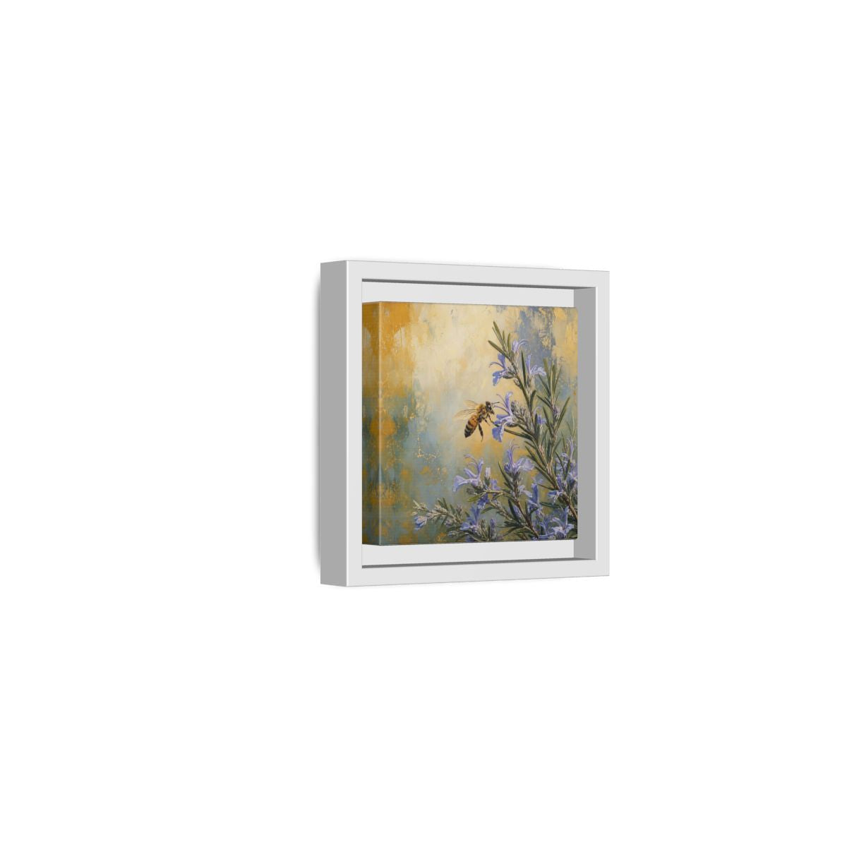 Side Mockup 22. Nature Honey Bee Blue Gold Bee shown as stretched canvas wall art