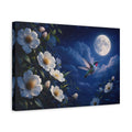 Side Mockup 4. Nature Hummingbird Blue Night Sky shown as stretched canvas wall art