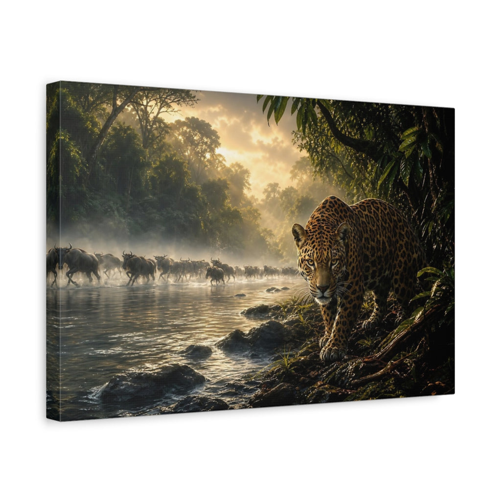 Side Mockup 4. Nature Jaguar Golden Jaguar shown as canvas print
