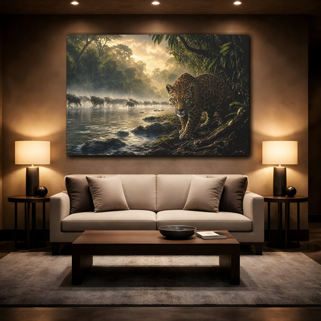 Mockup 2. Nature Jaguar Golden Jaguar shown as canvas print