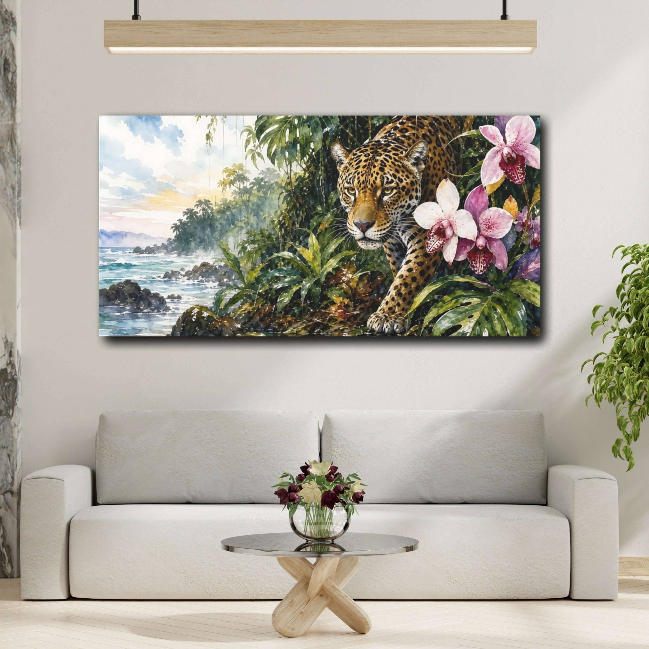 Mockup 2. Nature Jaguar Jungle Jaguar shown as stretched canvas wall art