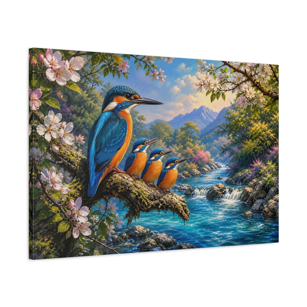 Main Mockup. Nature Kingfishers Vibrant Kingfishers shown as canvas print