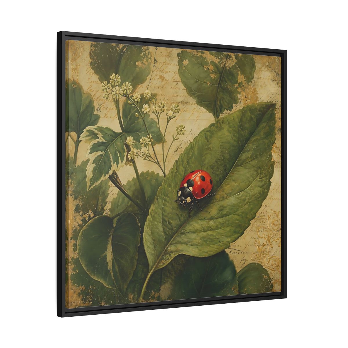 Side Mockup 30. Nature Ladybug Vintage Ladybug shown as stretched canvas wall art