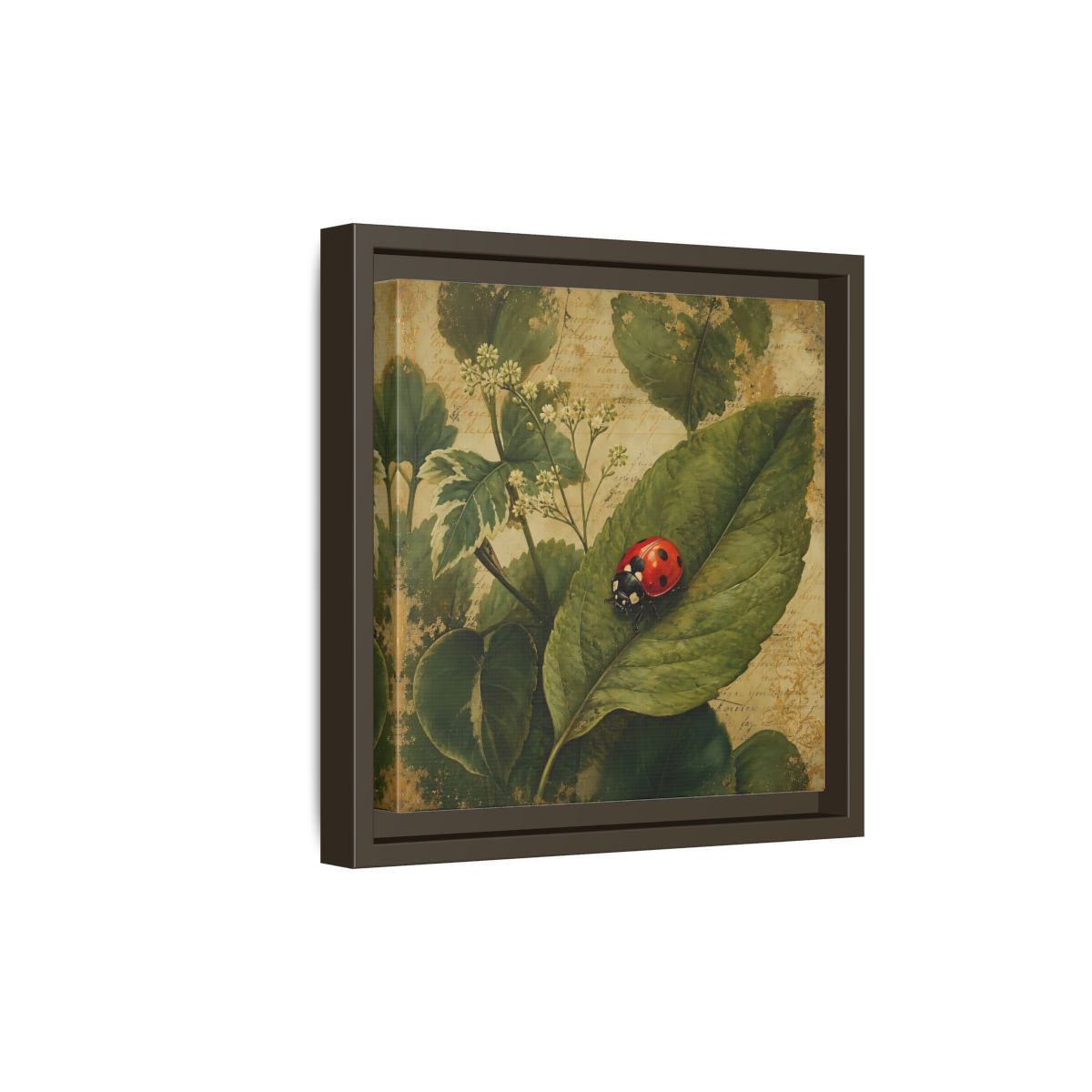 Side Mockup 20. Nature Ladybug Vintage Ladybug shown as stretched canvas wall art