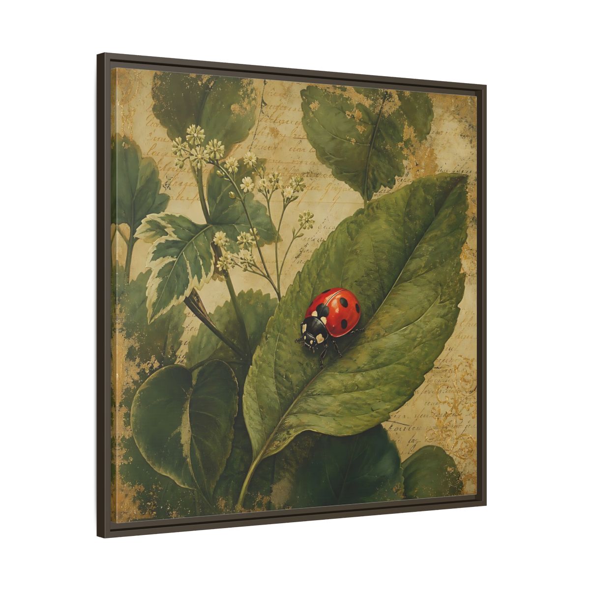 Main Mockup. Nature Ladybug Vintage Ladybug shown as stretched canvas wall art