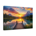 Side Mockup 4. Nature Lake Sunset Golden Sunset Lake shown as stretched canvas wall art