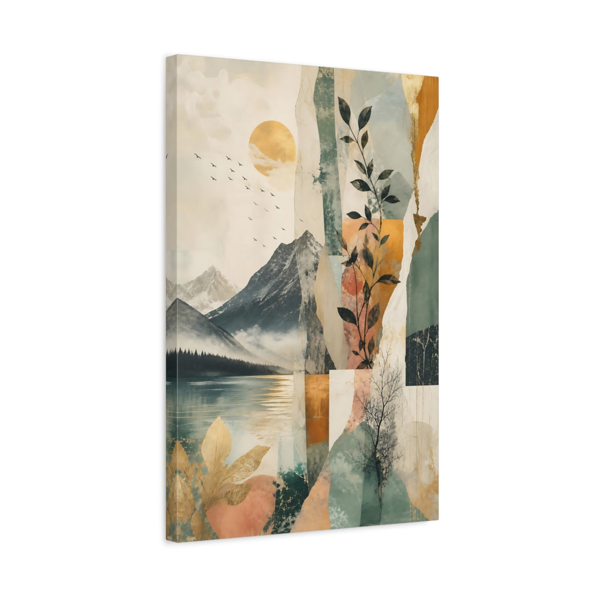 Side Mockup 3. Nature Nature Landscape Earthy Gold Nature shown as stretched canvas wall art