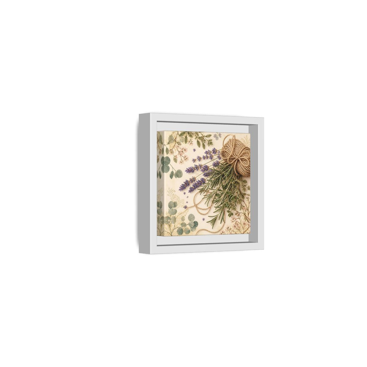 Side Mockup 22. Nature Lavender Bouquet Purple Green Bouquet shown as stretched canvas wall art