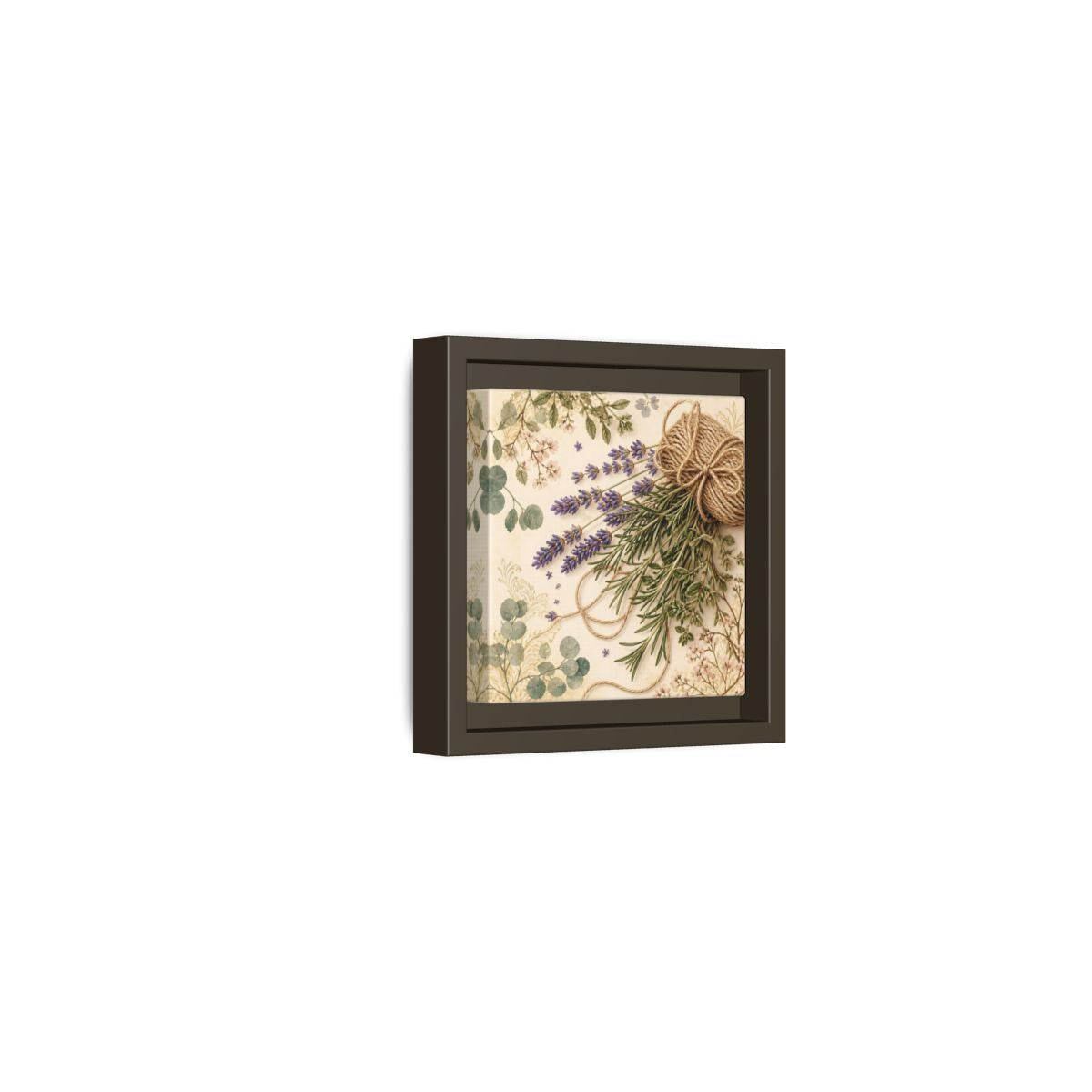 Side Mockup 23. Nature Lavender Bouquet Purple Green Bouquet shown as stretched canvas wall art