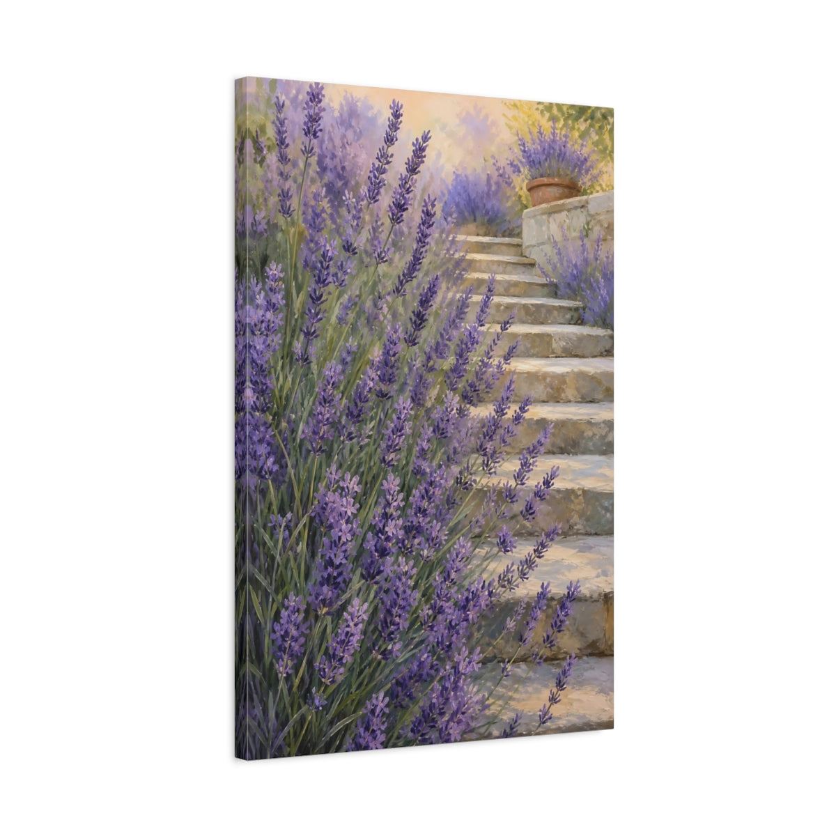 Side Mockup 2. Nature Lavender Purple Lavender shown as stretched canvas wall art