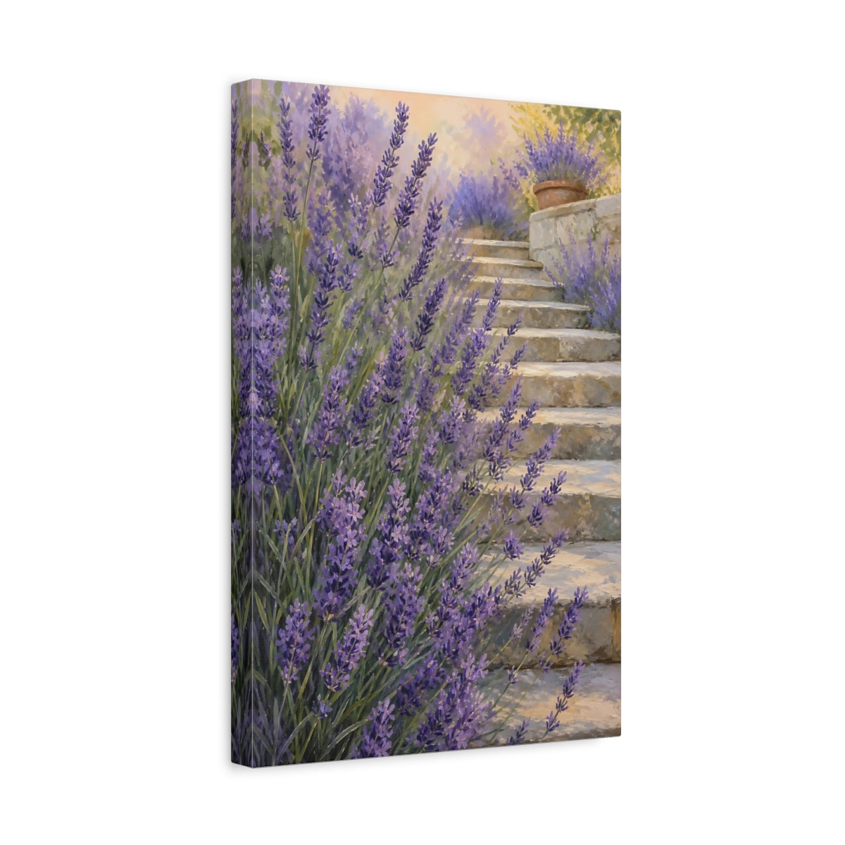 Side Mockup 4. Nature Lavender Purple Lavender shown as stretched canvas wall art