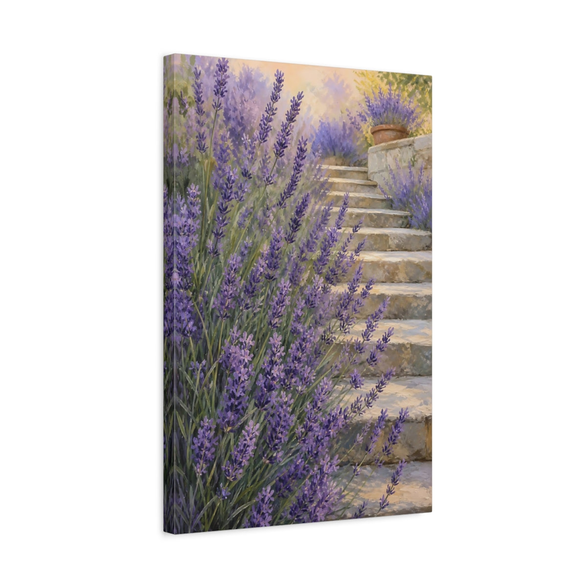 Side Mockup 3. Nature Lavender Purple Lavender shown as stretched canvas wall art