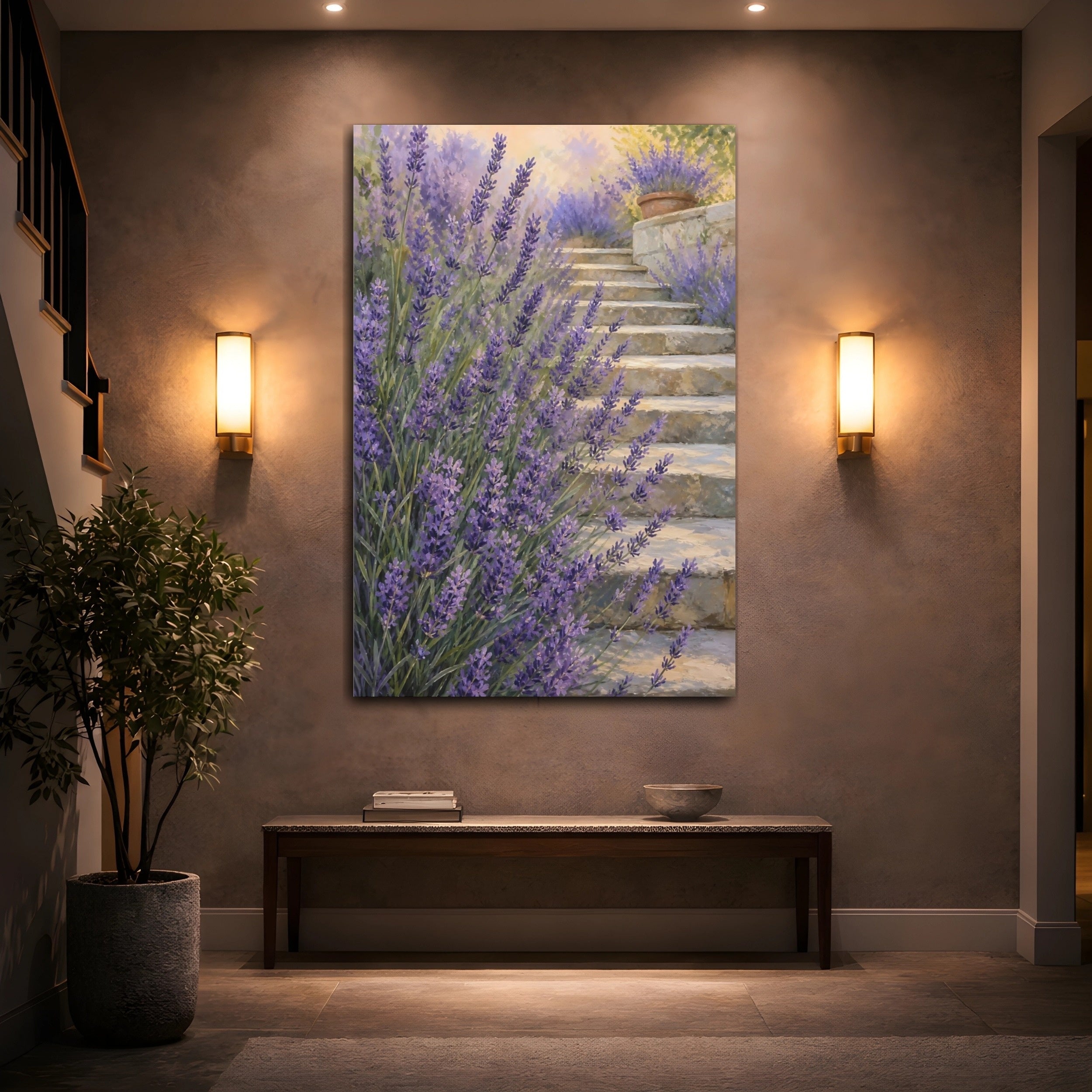 Mockup 2. Nature Lavender Purple Lavender shown as stretched canvas wall art