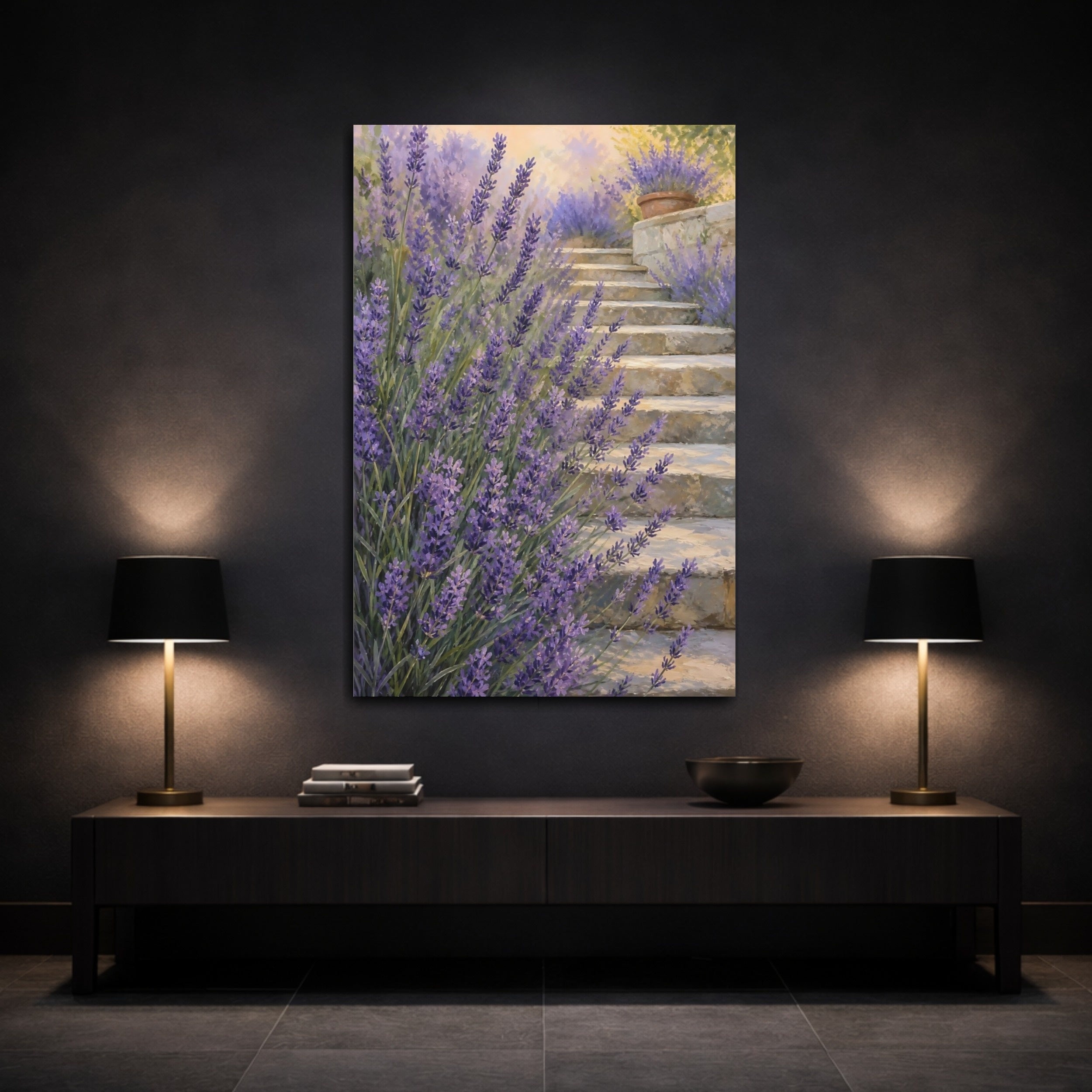 Mockup 3. Nature Lavender Purple Lavender shown as stretched canvas wall art